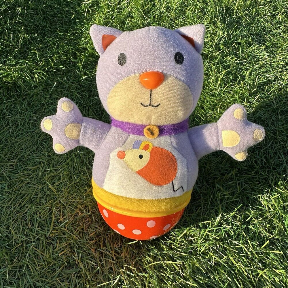 Vintage The Learning Journey Cat Wobbly Bobbly Polka Dots Purple Animal Toddler‎
